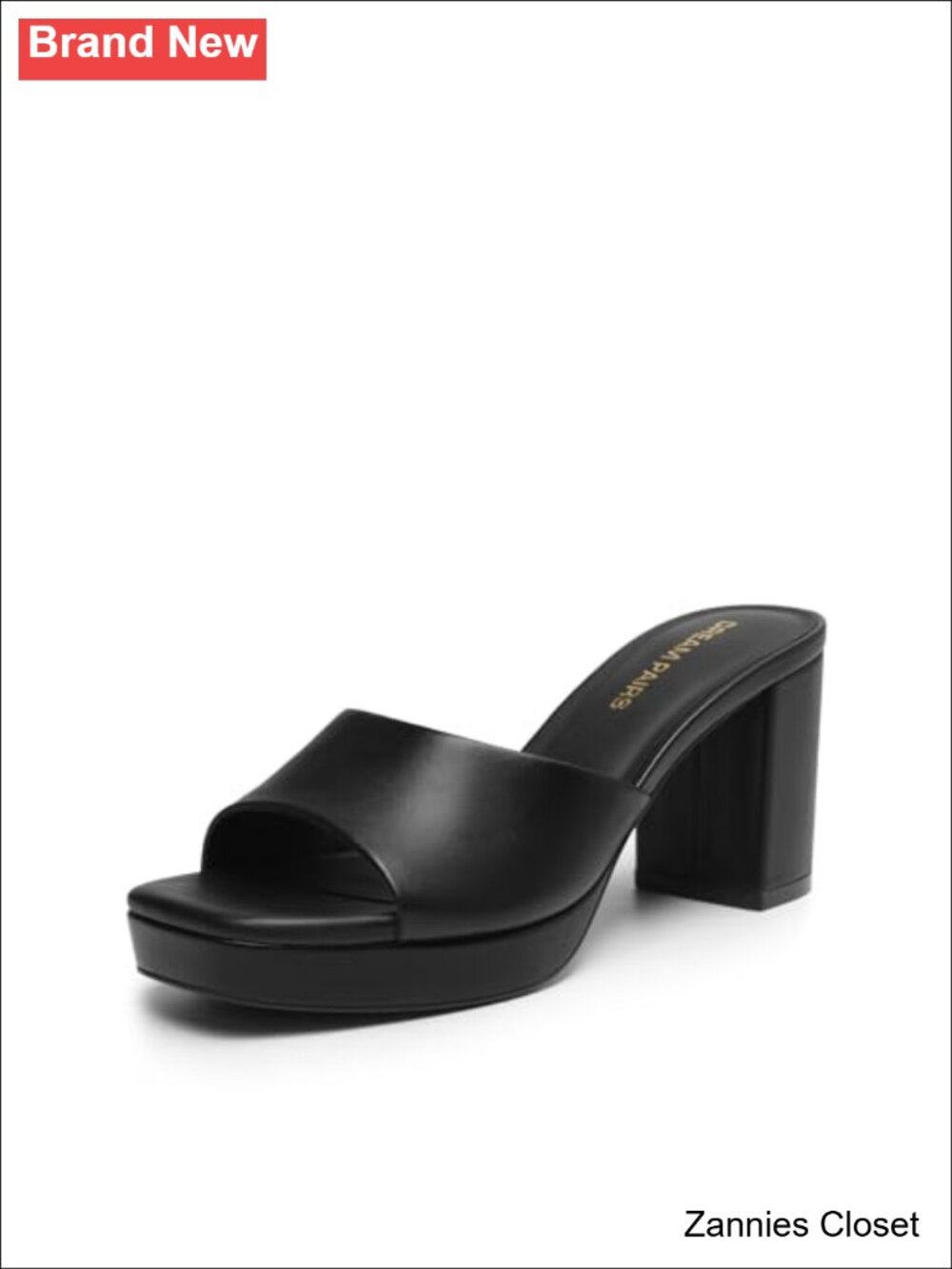 ✨ DREAM PAIRS Platform Block Heel Mule Sandals Faux Leather Square Toe Slip On